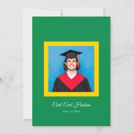 Smaragdgrün Gelb Weiße Abitur-Foto Abschluss Ankündigung