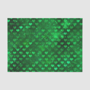 Smaragdgrün Glam Hearts Muster Seidenpapier