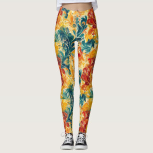 Smaragdgrün & Gold abstrakt Paisley-Blätter (3) Leggings