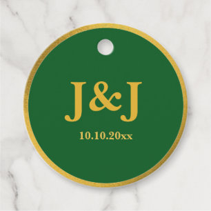 Smaragdgrün Goldrand Monogramm Topographie Geschenkanhänger