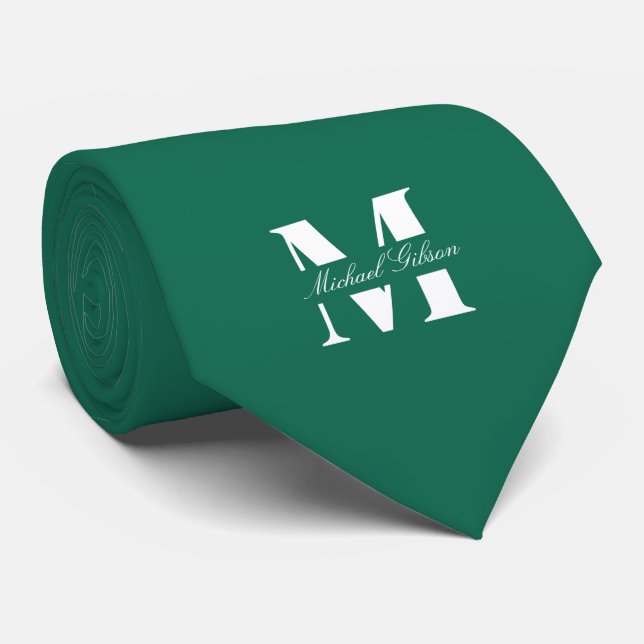 Smaragdgrün | Maßgeschneiderte Monogramm-Hochzeits Krawatte (Gerollt)