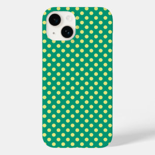 Smaragdgrün mit gelben Polka-Punkten von STaylor Case-Mate iPhone 14 Hülle