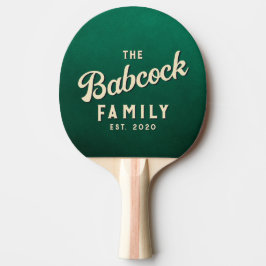 Smaragdgrün Retro Familienname & Jahr Tischtennis Schläger