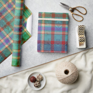 Smaragdgrün, Rostrot & Türkis Schottland Geschenkpapier