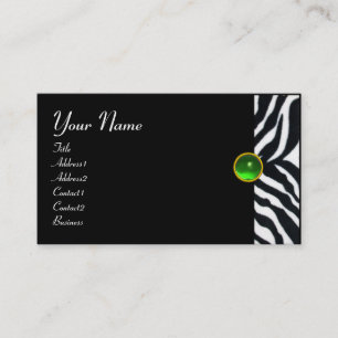SMARAGDGRÜN SCHWARZ WEISS ZEBRAFELL MONOGRAMM VISITENKARTE