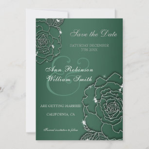 Smaragdgrün Silver floral Elegante Hochzeit Save The Date