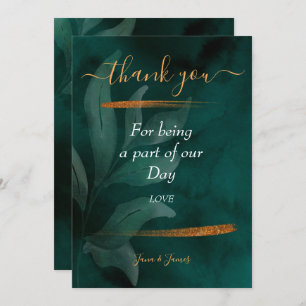 smaragdgrün und Blätter danke Einladung