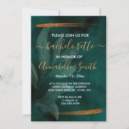 smaragdgrün und Blätter Junggeselle Einladung