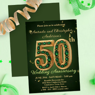 Smaragdgrün und Gold 50. Hochzeitstag Einladung