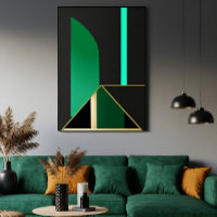 Smaragdgrün und Gold Art Deco Geometrisch Abstrakt