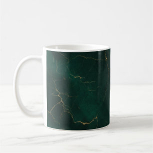 Smaragdgrün und Gold Marmor Textur Luxus Kaffeetasse