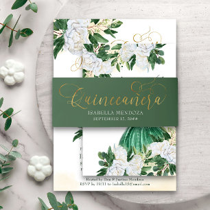 Smaragdgrün und Gold Quinceanera Einladungsbanderole