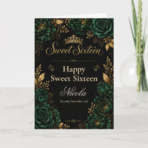Smaragdgrün und Gold Sweet Sixteen Karte