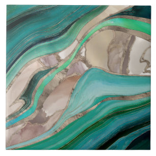 Smaragdgrün und taupe Marmor Fliese