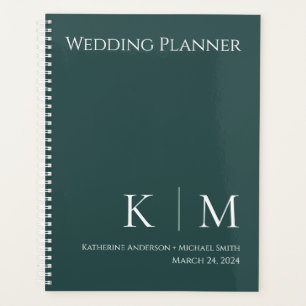 Smaragdgrün und weiß - Monogram-Wedding-Planner Planer