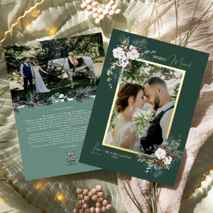 Smaragdgrün Vintage Merry Married Porträt Folien Feiertagskarte