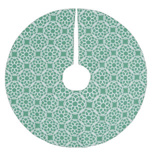 Smaragdgrün-weißes geometrisches nahtloses Muster Polyester Weihnachtsbaumdecke