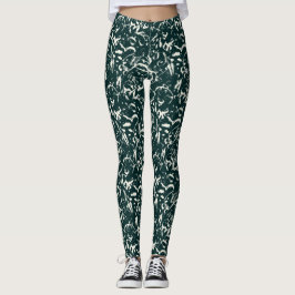 Smaragdgrüne abstrakte Leggings 