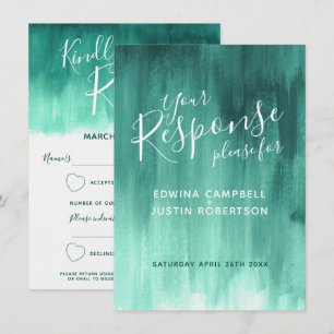 Smaragdgrüne abstrakte moderne Kunst Hochzeit Antw Einladung