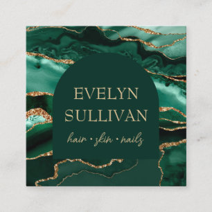 Smaragdgrüne Agarve- und Bogen-Visitenkarte Quadratische Visitenkarte