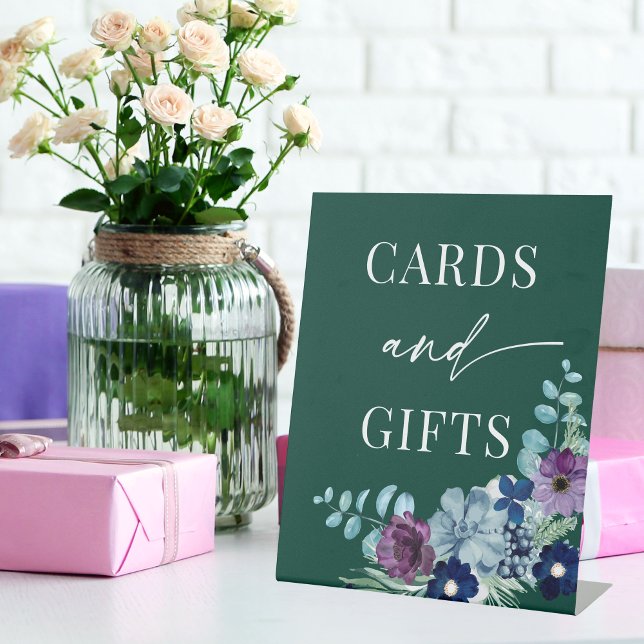 Smaragdgrüne Aquarellblütenhochzeit Sockelschild (Von Creator hochgeladen)