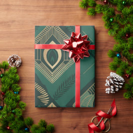 Smaragdgrüne Art Deco Geometrische Geschenkpapier