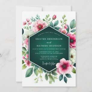 Smaragdgrüne atemberaubende Hochzeit mit floralen Einladung