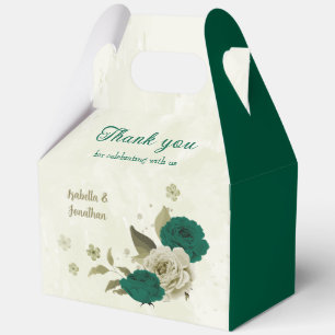smaragdgrüne beige Blumen Hochzeit Geschenkschachtel