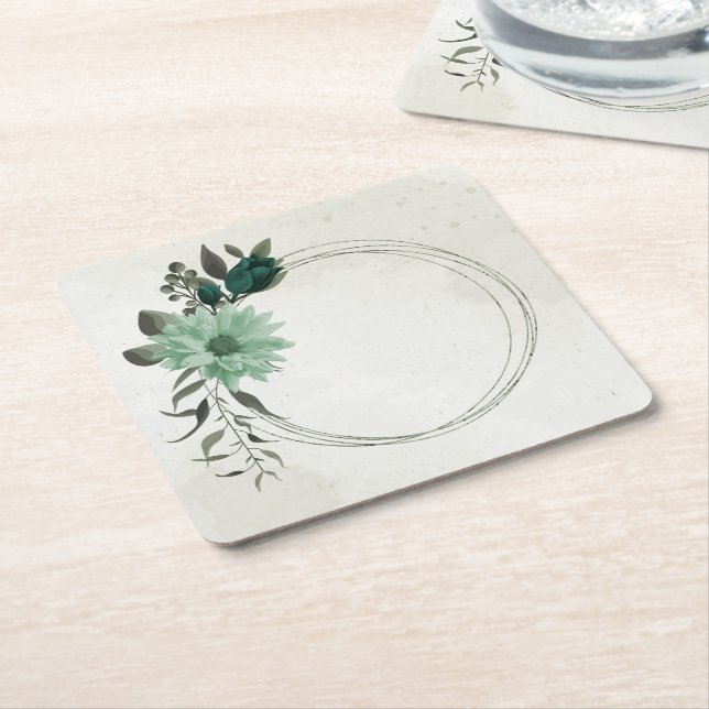 smaragdgrüne Blume botanisch Rechteckiger Pappuntersetzer (angewinkelt)