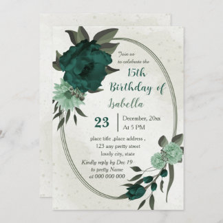 smaragdgrüne Blume geometrischer Geburtstag Einladung