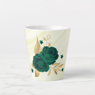 smaragdgrüne Blume goldene Blätter Marmor Milchtasse