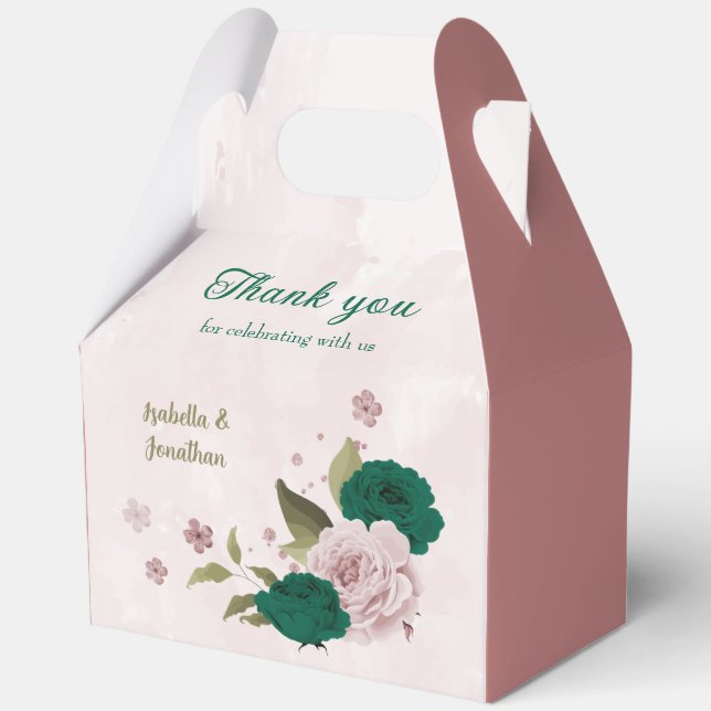 Smaragdgrüne Blume Hochzeit Geschenkschachtel (Vorderseite)