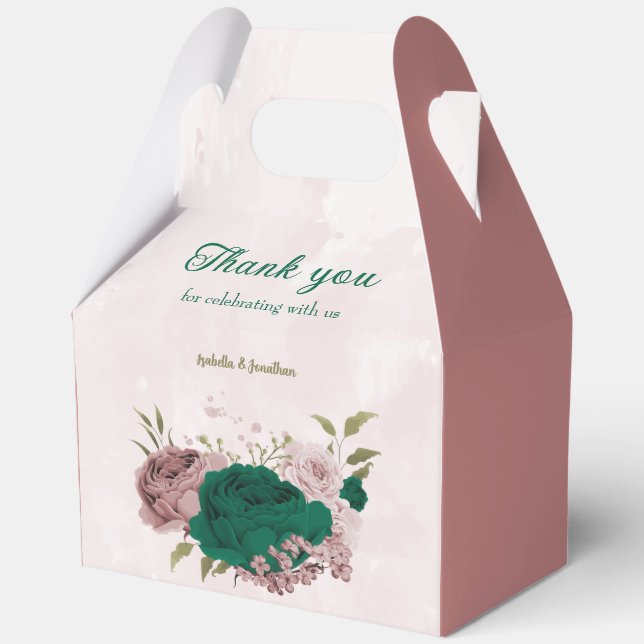 Smaragdgrüne Blume Hochzeit Geschenkschachtel (Vorderseite)