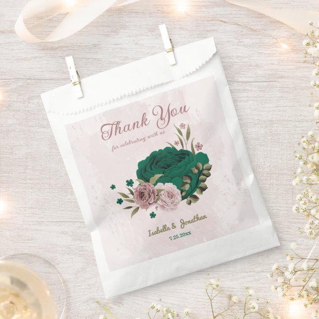 Smaragdgrüne Blume Hochzeit Geschenktütchen (Ausgeschnitten)