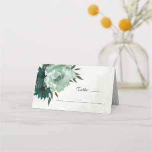 smaragdgrüne Blumen botanische Hochzeit Platzkarte