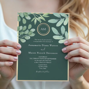 Smaragdgrüne Botanische Hochzeit Einladung