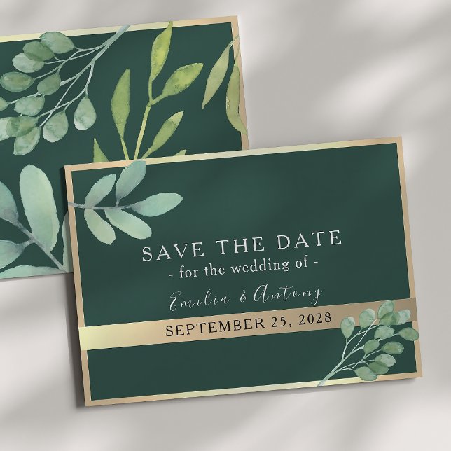 Smaragdgrüne botanische Hochzeit rettet das Datum Save The Date (Von Creator hochgeladen)
