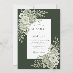 Smaragdgrüne botanische romantische Hochzeit Einladung