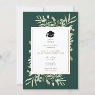 Smaragdgrüne elegante Grünpflanzen-Foto-Abschlussf Einladung