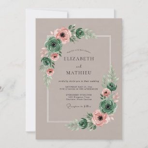 Smaragdgrüne elegante Sukkulenten-Hochzeit Einladung