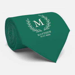 Smaragdgrüne elegante Trauzeugen-Monogramm-Hochzei Krawatte