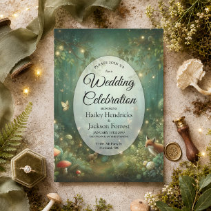 Smaragdgrüne Enchanted Forest Hochzeit Einladung