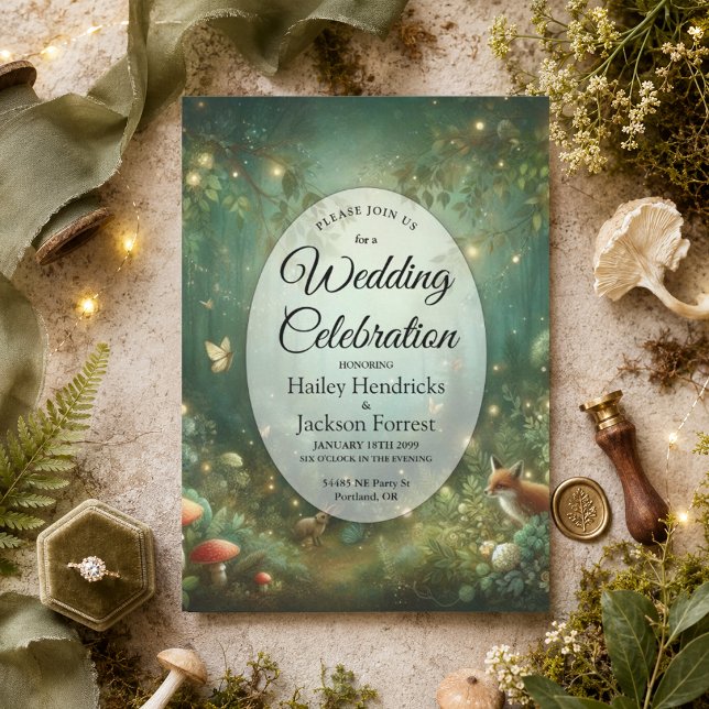 Smaragdgrüne Enchanted Forest Hochzeit Einladung (Von Creator hochgeladen)