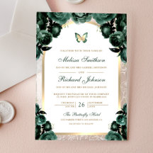 Smaragdgrüne Florale Goldene Bogen Schmetterling H