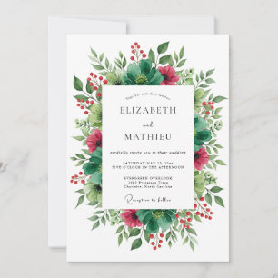 Smaragdgrüne Florale Naturhochzeit Einladung