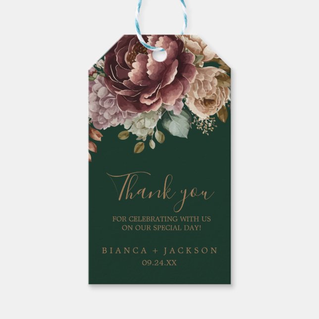 Smaragdgrüne Gastgeschenke Hochzeiten Geschenkanhänger (Vorderseite)