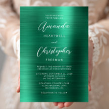 Smaragdgrüne gebürstete Metall-Schrift Hochzeit