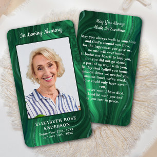 Smaragdgrüne Gedenkkarte Foto Beerdigungskarte