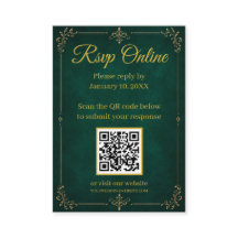 Smaragdgrüne Gold Muslim Hochzeit QR RSVP Karte