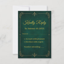 Smaragdgrüne Gold Muslim Hochzeit RSVP Karte
